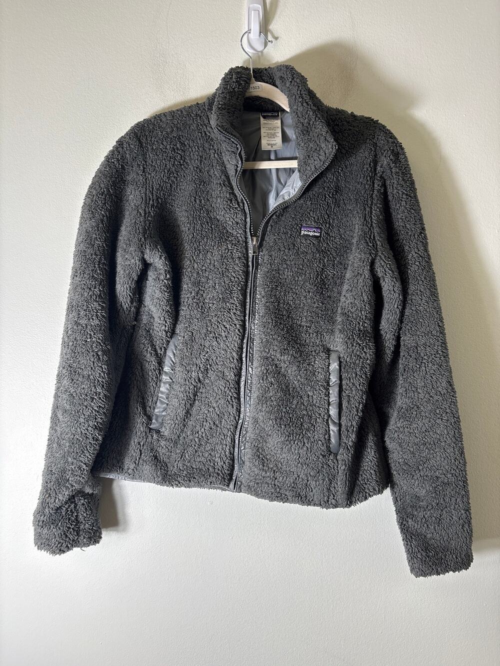 Patagonia Dark Gray Long Sleeve Sherpa Zip Front Jacket Sz M